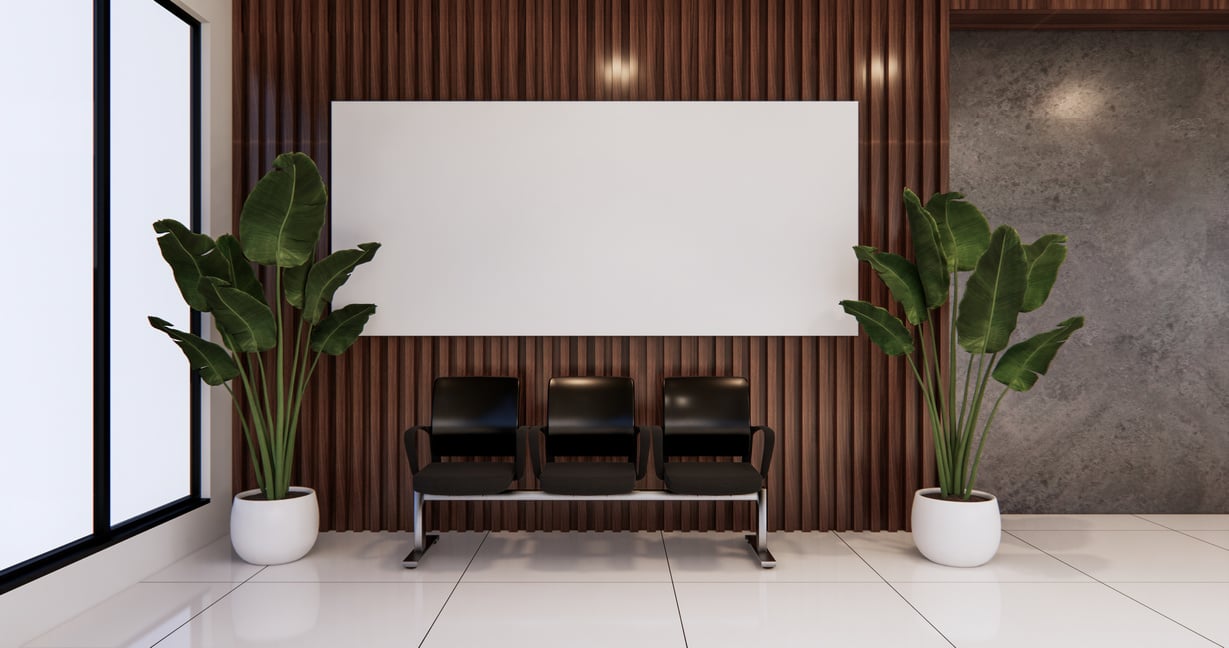 Waiting Room Interior on Office Design in 3D Render
